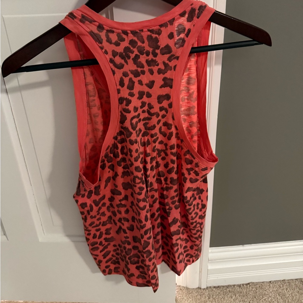 Sundry Coral Pink Leopard Print Tank Top - Picture 2 of 3